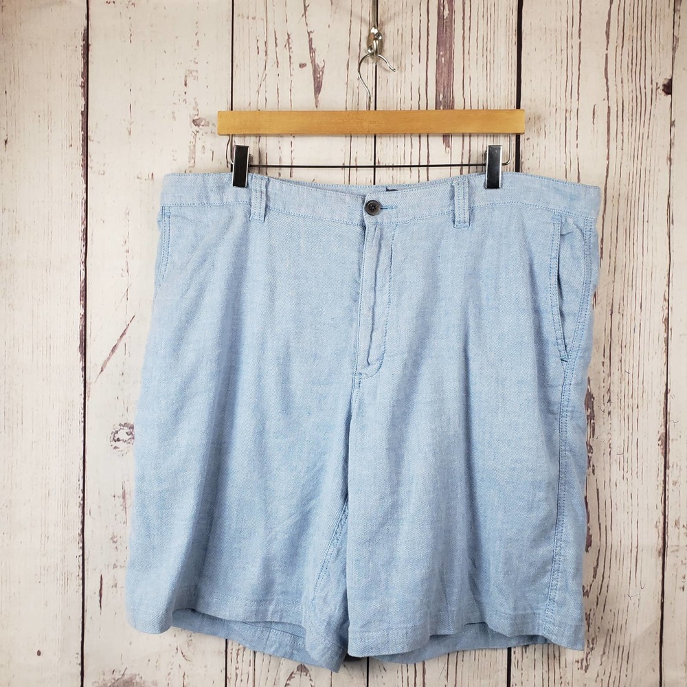Tommy Bahama Bermuda Shorts Mens Size 40 Flat Front Linen Blue - Picture 1 of 6